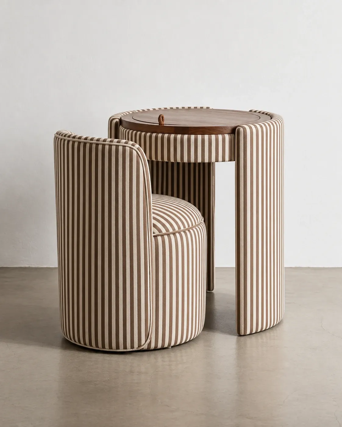 Concept image of The Lune, Cocoa stripe vanity set
